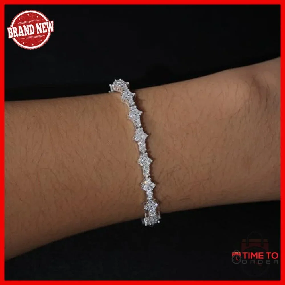 Moissanite Tennis Bracelet 925 Sterling Silver 18K Gold Plated GRA Certificate